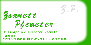 zsanett pfemeter business card